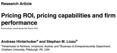 Pricing ROI, Pricing Capabilities and Firm Performance | Journal of Revenue and Pricing Management